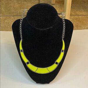Cato Yellow green Silver statement Necklace Bold Design
